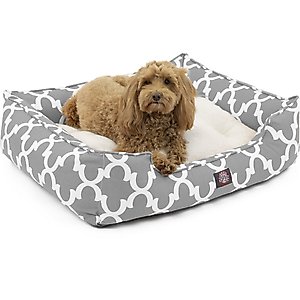 Majestic Pet Trellis Contemp Lounge Bolster Dog Bed with Removable Cover, Gray, Large