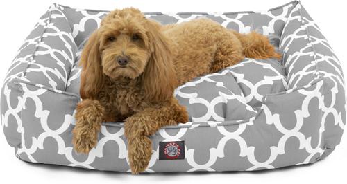 Show full view: Majestic Pet Trellis Contemp Lounge Bolster Dog Bed with Removable Cover, Gray, Large slide 3 of 5