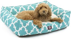 Majestic Pet Trellis Contemp Lounge Bolster Dog Bed with Removable Cover, Teal, Large