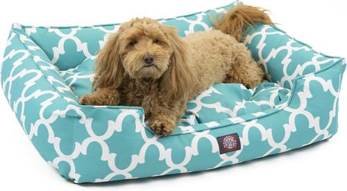 Show full view: Majestic Pet Trellis Contemp Lounge Bolster Dog Bed with Removable Cover, Teal, X-Large slide 2 of 5