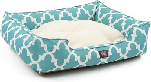 Show full view: Majestic Pet Trellis Contemp Lounge Bolster Dog Bed with Removable Cover, Teal, X-Large slide 5 of 5