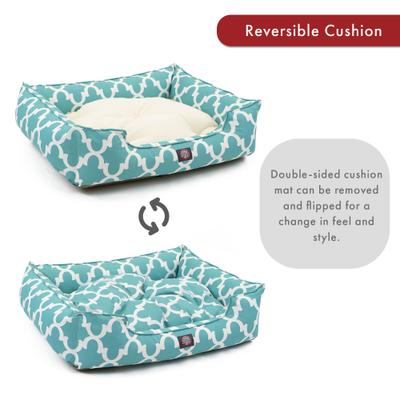 Show full view: Majestic Pet Trellis Contemp Lounge Bolster Dog Bed with Removable Cover, Teal, X-Large slide 3 of 5