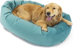 Majestic Pet Velvet Bagel Bolster Dog Bed, Turquoise, X-Large