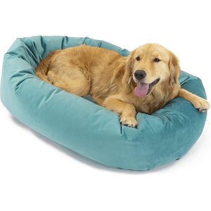 Majestic Pet Velvet Bagel Bolster Dog Bed, Turquoise, X-Large