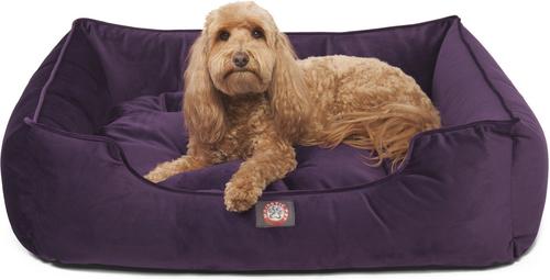 Show full view: Majestic Pet Velvet Contemp Lounge Bolster Dog Bed with Removable Cover, Amethyst, Large slide 4 of 4