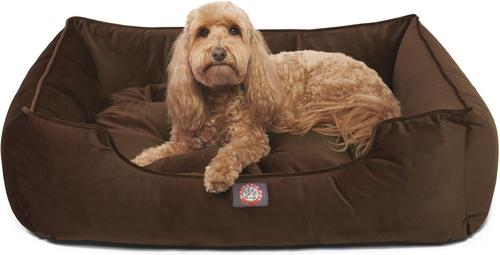 Show full view: Majestic Pet Velvet Contemp Lounge Bolster Dog Bed with Removable Cover, Espresso, X-Large slide 3 of 4