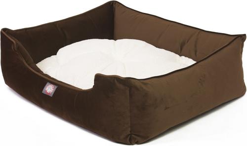 Show full view: Majestic Pet Velvet Contemp Lounge Bolster Dog Bed with Removable Cover, Espresso, X-Large slide 2 of 4