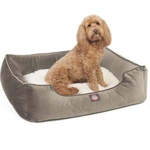 Majestic Pet Velvet Contemp Lounge Bolster Dog Bed with Removable Cover, Gray, X-Large