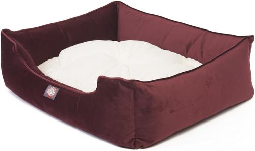 Show full view: Majestic Pet Velvet Contemp Lounge Bolster Dog Bed with Removable Cover, Maroon, Large slide 3 of 5