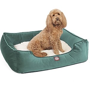 Majestic Pet Velvet Contemp Lounge Bolster Dog Bed with Removable Cover, Turquoise, X-Large
