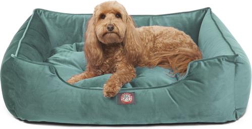Show full view: Majestic Pet Velvet Contemp Lounge Bolster Dog Bed with Removable Cover, Turquoise, X-Large slide 3 of 4