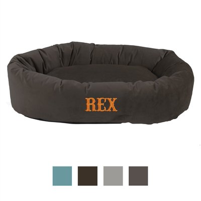 Majestic Pet Majestic Pet Velvet Personalized Bagel Cat & Dog Bed, Coal, X-Large