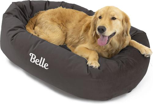 Show full view: Majestic Pet Velvet Personalized Bagel Cat & Dog Bed, Coal, X-Large slide 5 of 8