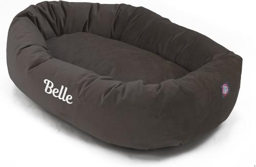 Show full view: Majestic Pet Velvet Personalized Bagel Cat & Dog Bed, Coal, X-Large slide 6 of 8