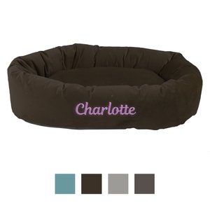 Majestic Pet Velvet Personalized Bagel Cat & Dog Bed, Espresso, Medium