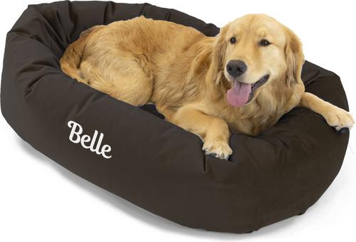 Show full view: Majestic Pet Velvet Personalized Bagel Cat & Dog Bed, Espresso, Medium slide 6 of 9