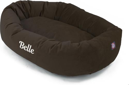 Show full view: Majestic Pet Velvet Personalized Bagel Cat & Dog Bed, Espresso, Medium slide 7 of 9