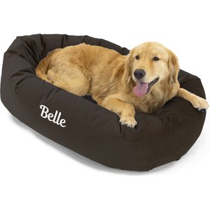 Majestic Pet Velvet Personalized Bagel Cat & Dog Bed, Espresso, X-Large