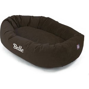 Majestic Pet Velvet Personalized Bagel Cat & Dog Bed, Espresso, X-Large