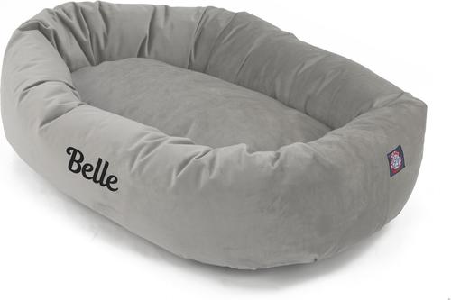 Show full view: Majestic Pet Velvet Personalized Bagel Cat & Dog Bed, Smoke, X-Large slide 6 of 8