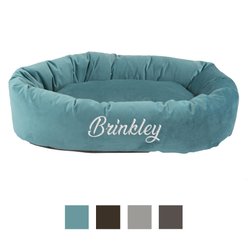 Majestic Pet Velvet Personalized Bagel Cat & Dog Bed, Turquoise, X-Large