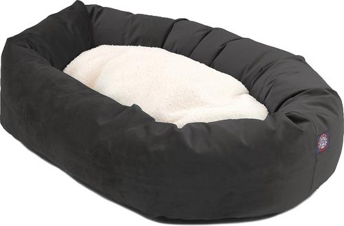 Show full view: Majestic Pet Velvet Sherpa Bagel Bolster Dog Bed, Coal, Medium slide 3 of 6