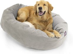 Majestic Pet Velvet Sherpa Bagel Bolster Dog Bed, Smoke, Large