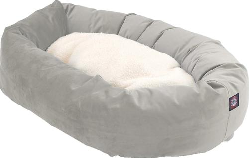 Show full view: Majestic Pet Velvet Sherpa Bagel Bolster Dog Bed, Smoke, X-Large slide 4 of 7
