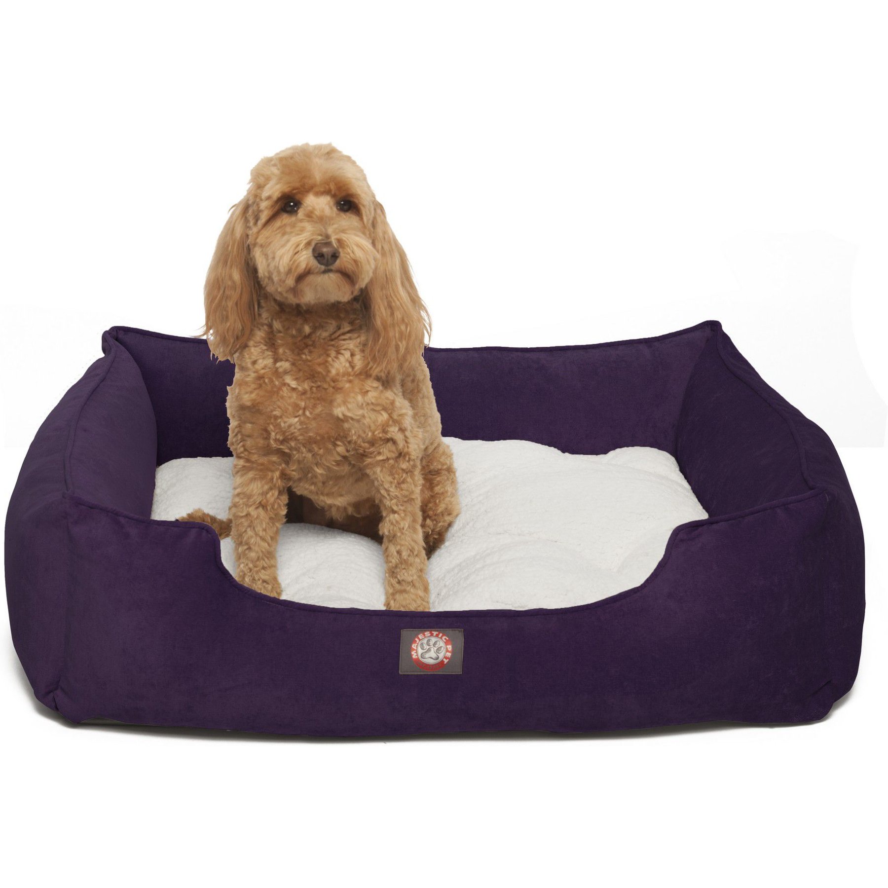 Majestic Pet Villa Contemp Lounge Bolster Dog Bed with Removable Cover, Aubergine, X-Large