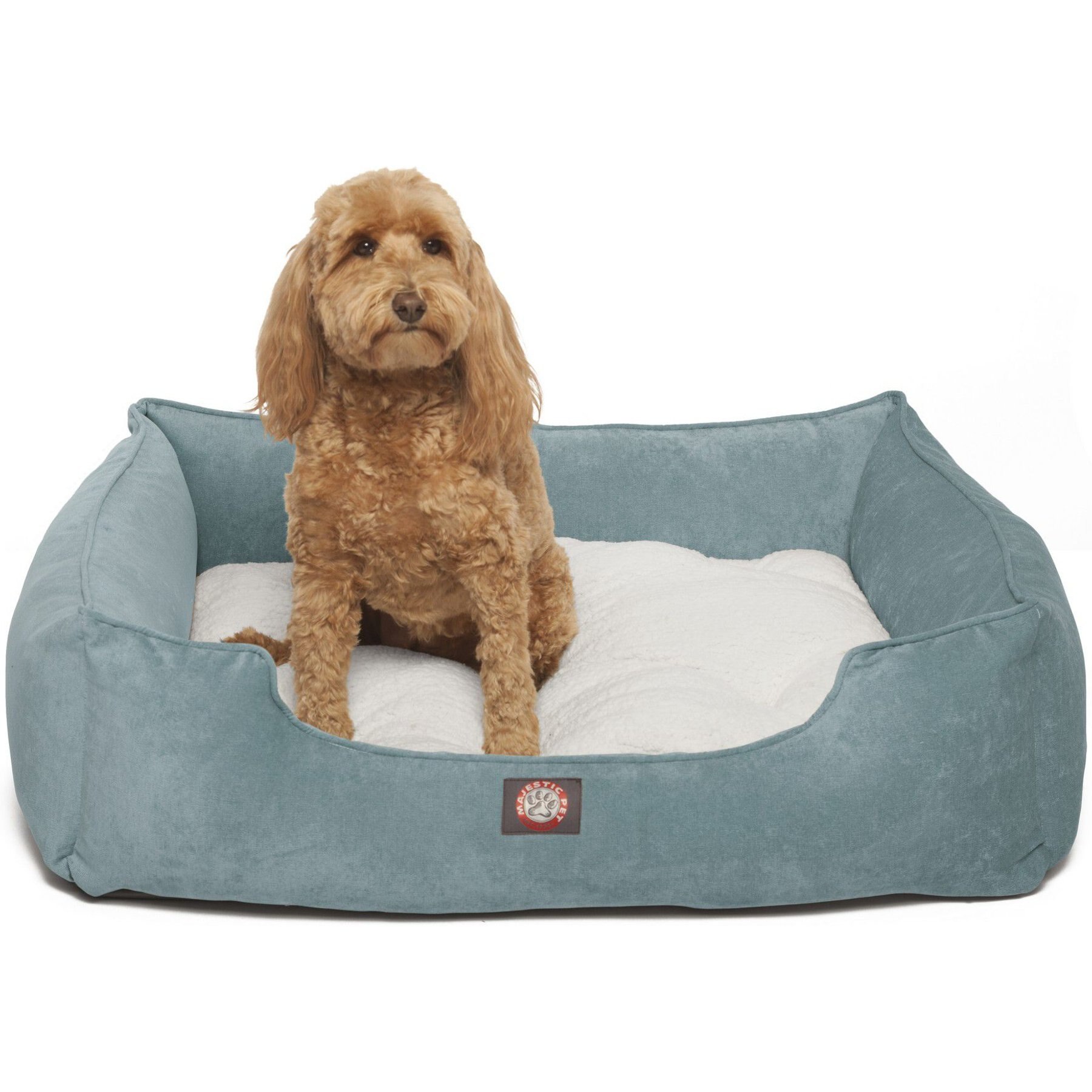 Majestic Pet Villa Contemp Lounge Bolster Dog Bed with Removable Cover, Azure, X-Large