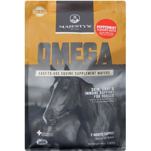 Majesty's Omega Skin, Coat & Immune Support Peppermint Flavor Wafers Horse Supplement, 60 count