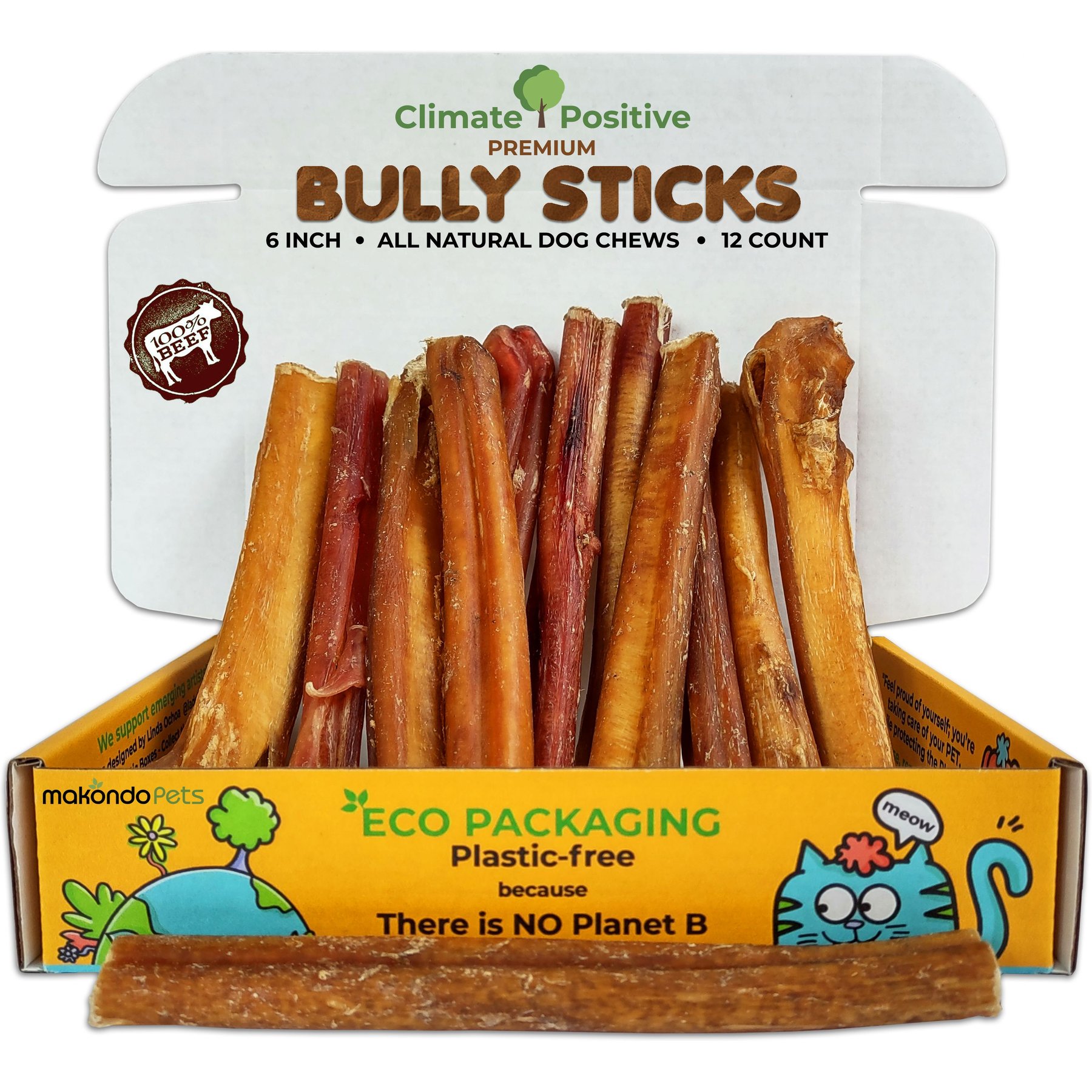 Makondo Pets Bully Sticks Dog Treats, 12 count