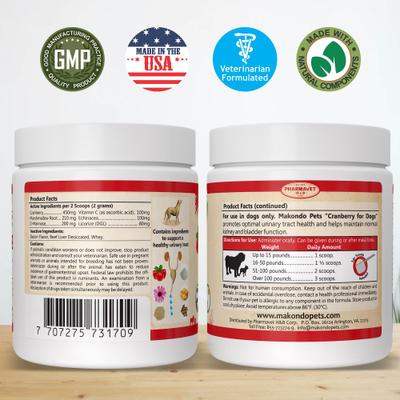 Show full view: Makondo Pets Cranberry Urinary Tract Support Dog Supplement, 3.53-oz jar slide 6 of 6