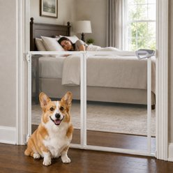 MALOROY Clear Acrylic Dog Gate for Stairs & Hallways, White, 30-in