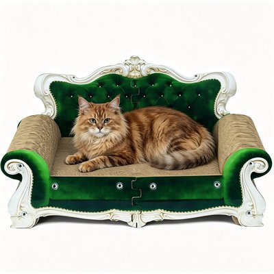 MALOROY MALOROY Couch Shaped Cat Scratcher Sofa Bed, Large, Green