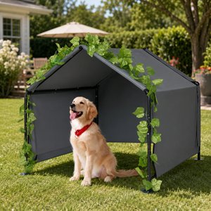 MALOROY Outdoor Waterproof Dog Canopy Shelter, Gray, 47 x 47 x 38-in
