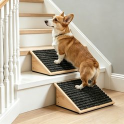 MALOROY Wooden Indoor Stairs Non-Slip Strip Dog & Cat Ramp with Anti-Slip Strip, Natural Pine Wood, 13 x 8.26 x 5.3-in, 2 count
