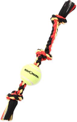 Show full view: Mammoth Color 3 Knot Rope Tug with Tennis Ball for Dogs, Color Varies, Medium slide 1 of 12