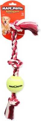 Show full view: Mammoth Color 3 Knot Rope Tug with Tennis Ball for Dogs, Color Varies, Medium slide 5 of 12
