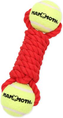 Show full view: Mammoth Flossy Chews Twister Bone with Tennis Balls Tough Rope Tug Dog Toy, 2.5-in slide 2 of 5