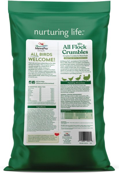 Manna Pro 16% All Flock Crumbles with Probiotics Chicken & Duck Food