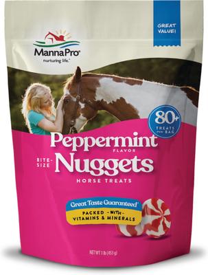 Show full view: Manna Pro Bite-Size Nuggets Peppermint Flavored Horse Training Treats, 1-lb bag slide 1 of 11