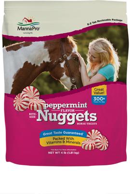 Show full view: Manna Pro Bite-Size Nuggets Peppermint Flavored Horse Training Treats, 4-lb bag slide 1 of 10