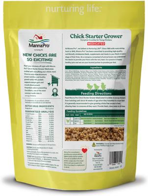 Show full view: Manna Pro Chick Starter Grower Medicated Crumbles Chicken Food, 5-lb bag slide 2 of 12