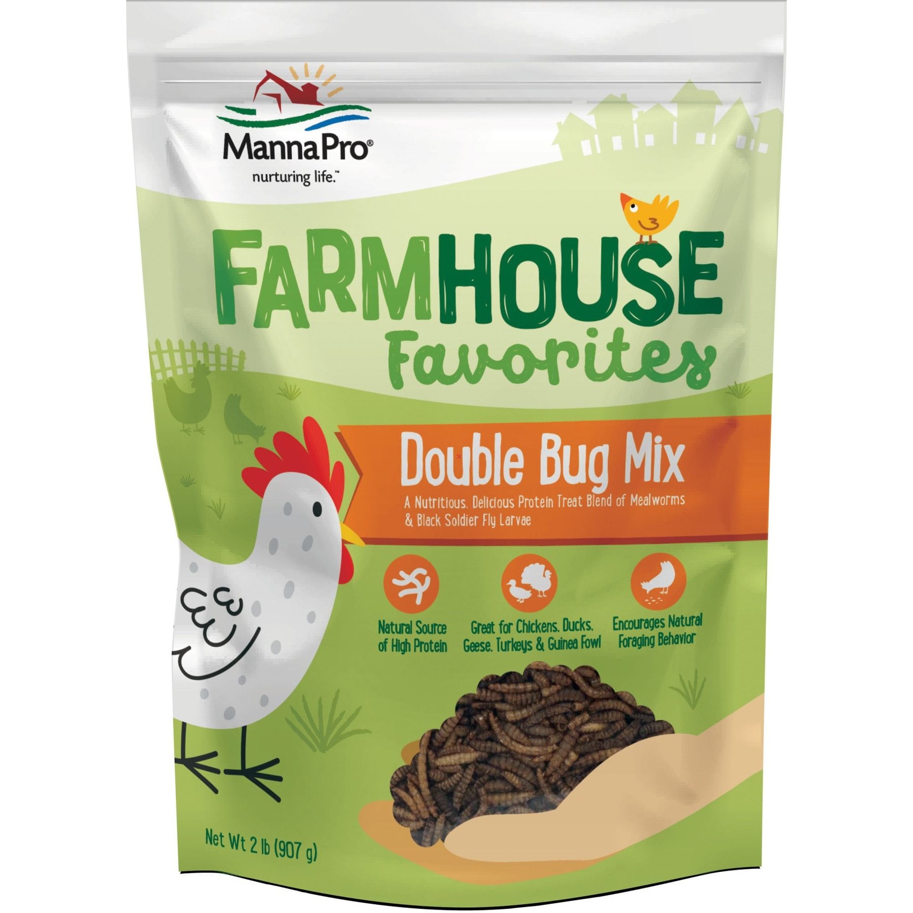 Manna Pro Farmhouse Favorites Double Bug Mix Chicken Treats, 2-lb
