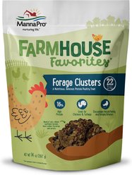 Manna Pro Farmhouse Favorites Forage Clusters for Chickens & Turkeys High-Protein Treats, 14-oz bag