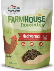Manna Pro Farmhouse Favorites Mealworms Chicken Treats, 10-oz bag