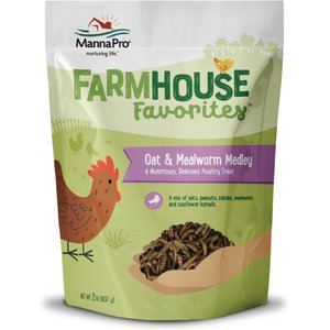 Manna Pro Farmhouse Favorites Oat & Mealworm Mix Chicken Treats, 2-lb bag