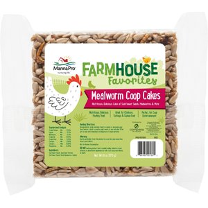 Manna Pro Farmhouse Favorites Sunflower & Mealworm Coop Cake Chicken Treats, 6-oz bag