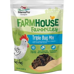 Manna Pro Farmhouse Favorites Triple Bug Mix Chicken Treats, 2-lb bag